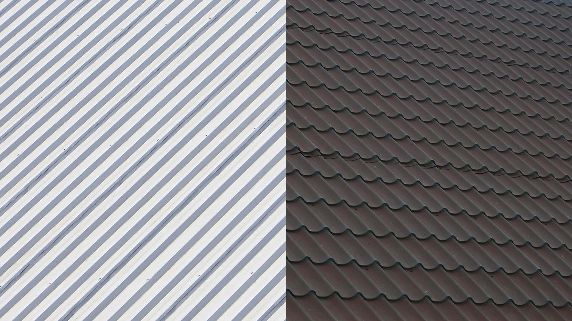 Side-by-side comparison of metal roofing and tiled roofing materials