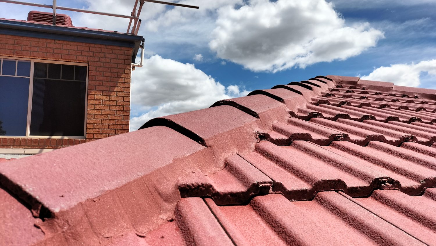 Red tiled ridge capping and pointing detail on a Sydney roof
