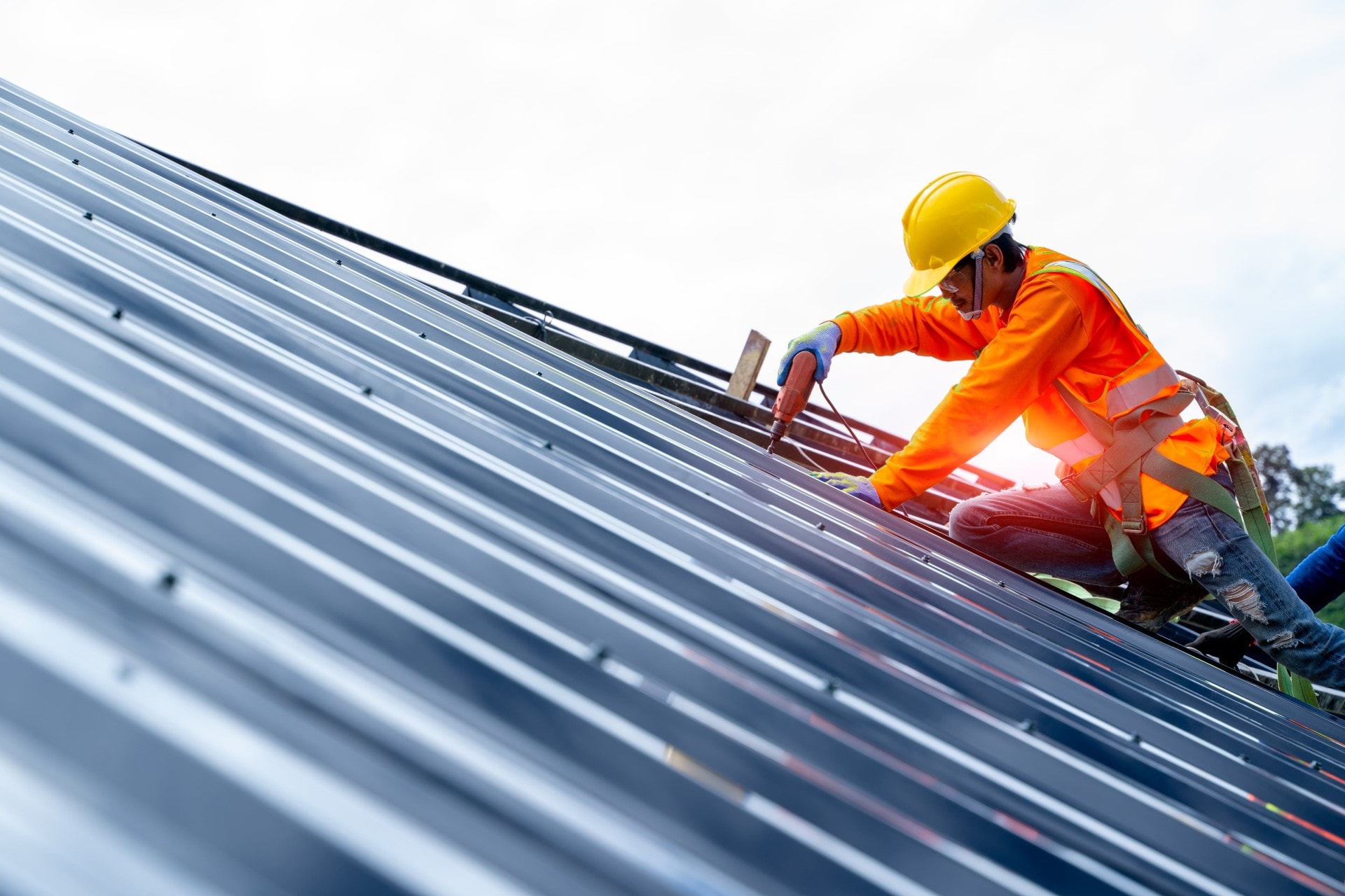Commercial metal roof across a large roof field