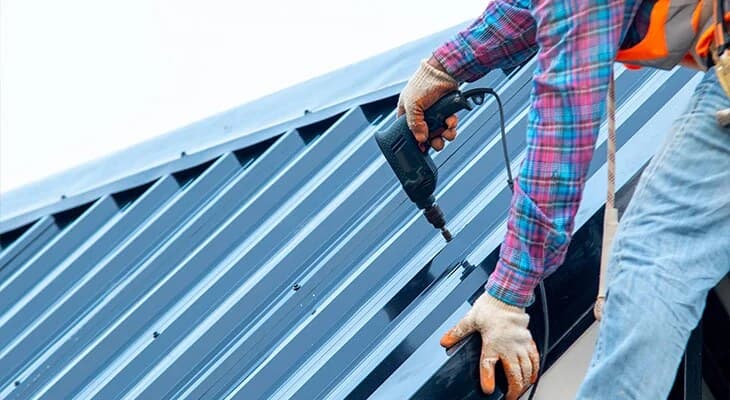 Corrugated metal roof sheeting and fixing details